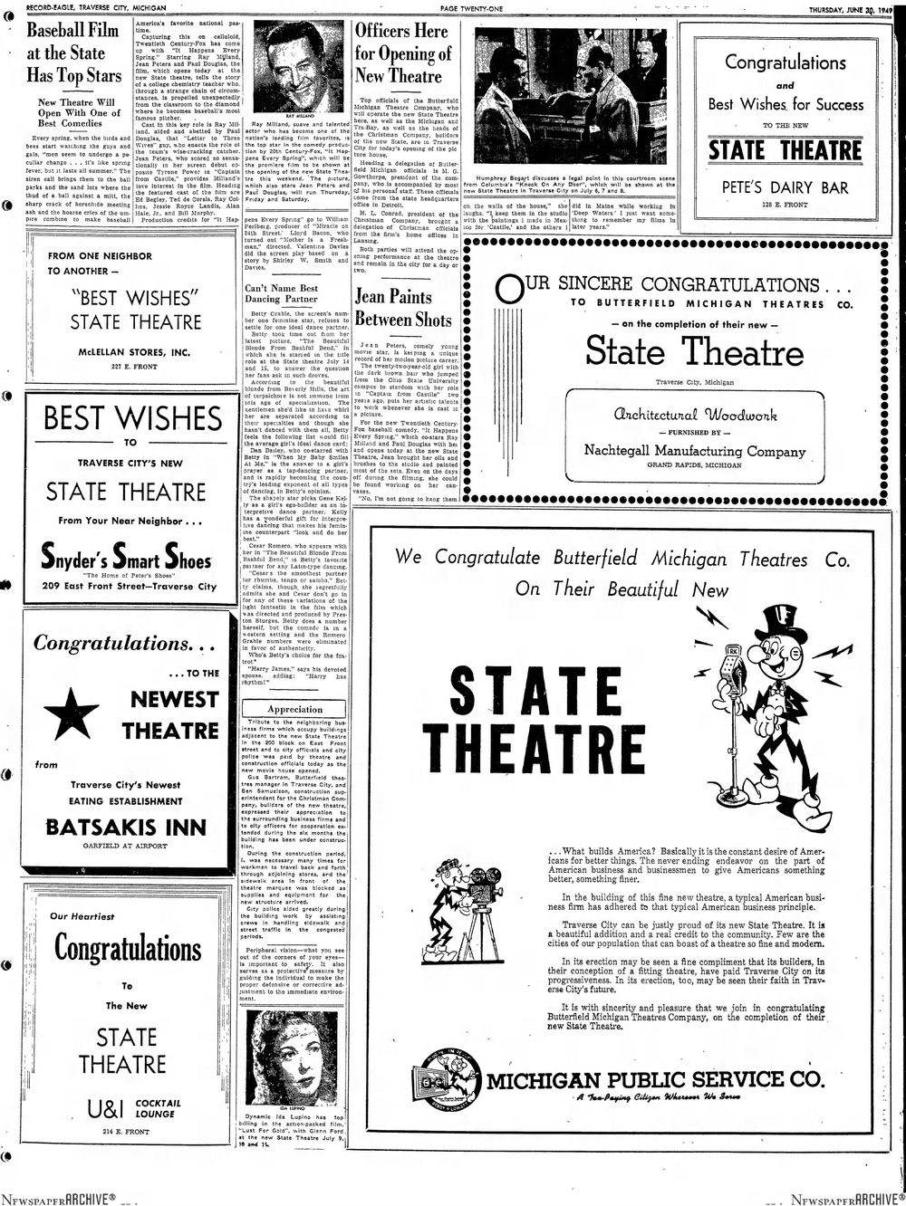 State Theatre - June 1949 State Theater Opening Announcements (newer photo)